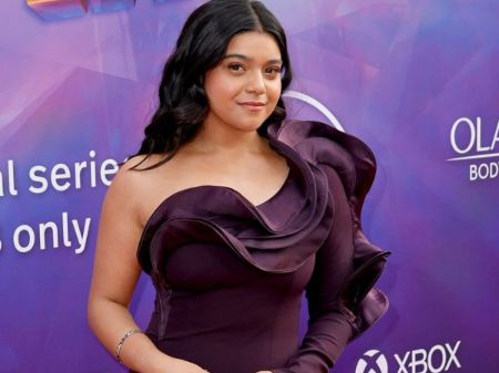 Iman Vellani wears a beautiful dress for an event